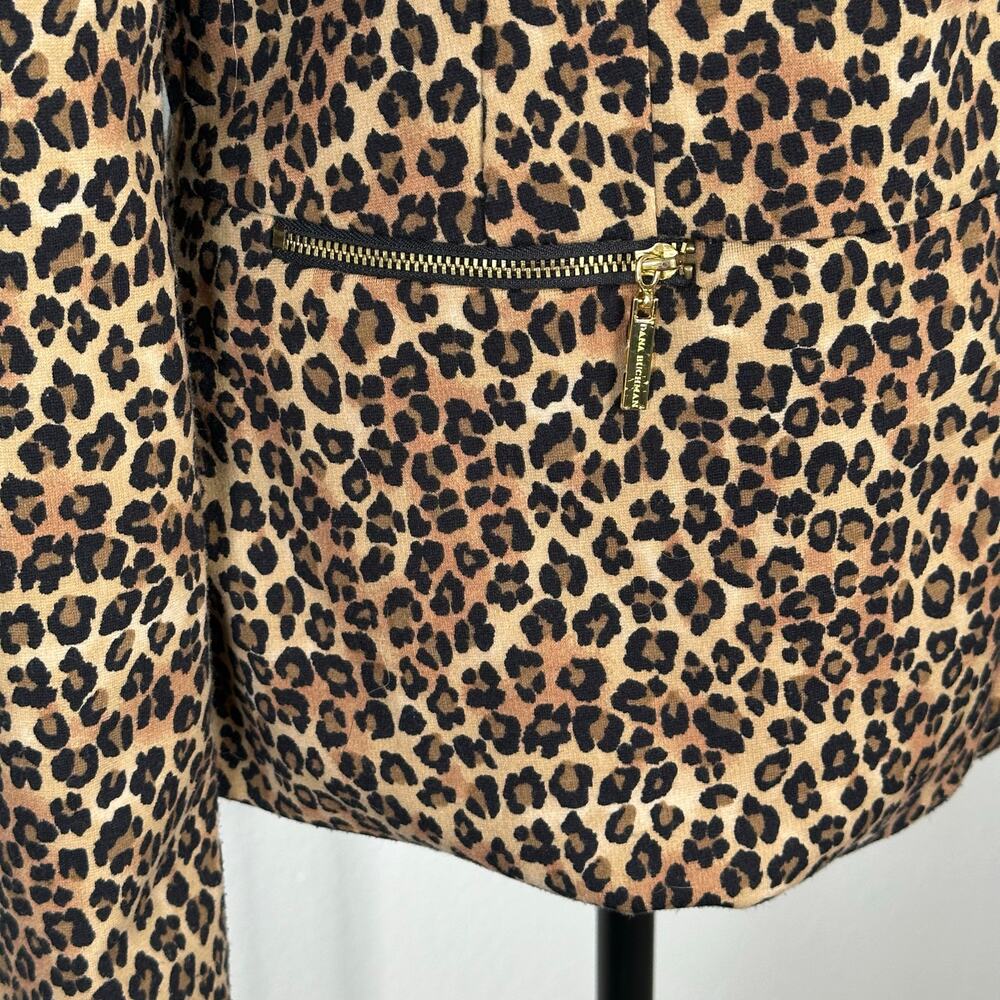 Dana Buchman Women’s Leopard Animal Print Blazer Open Front Zip Pocket | Size 8 - Picture 2 of 11